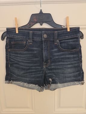 American Eagle Outfitters Dark Blue Distressed Denim Shorts